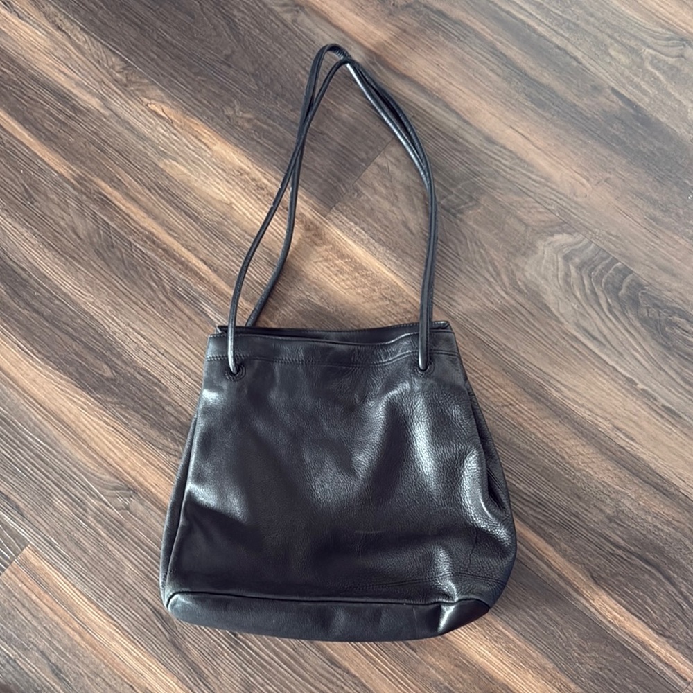 Elegant Black Leather Tote Bag